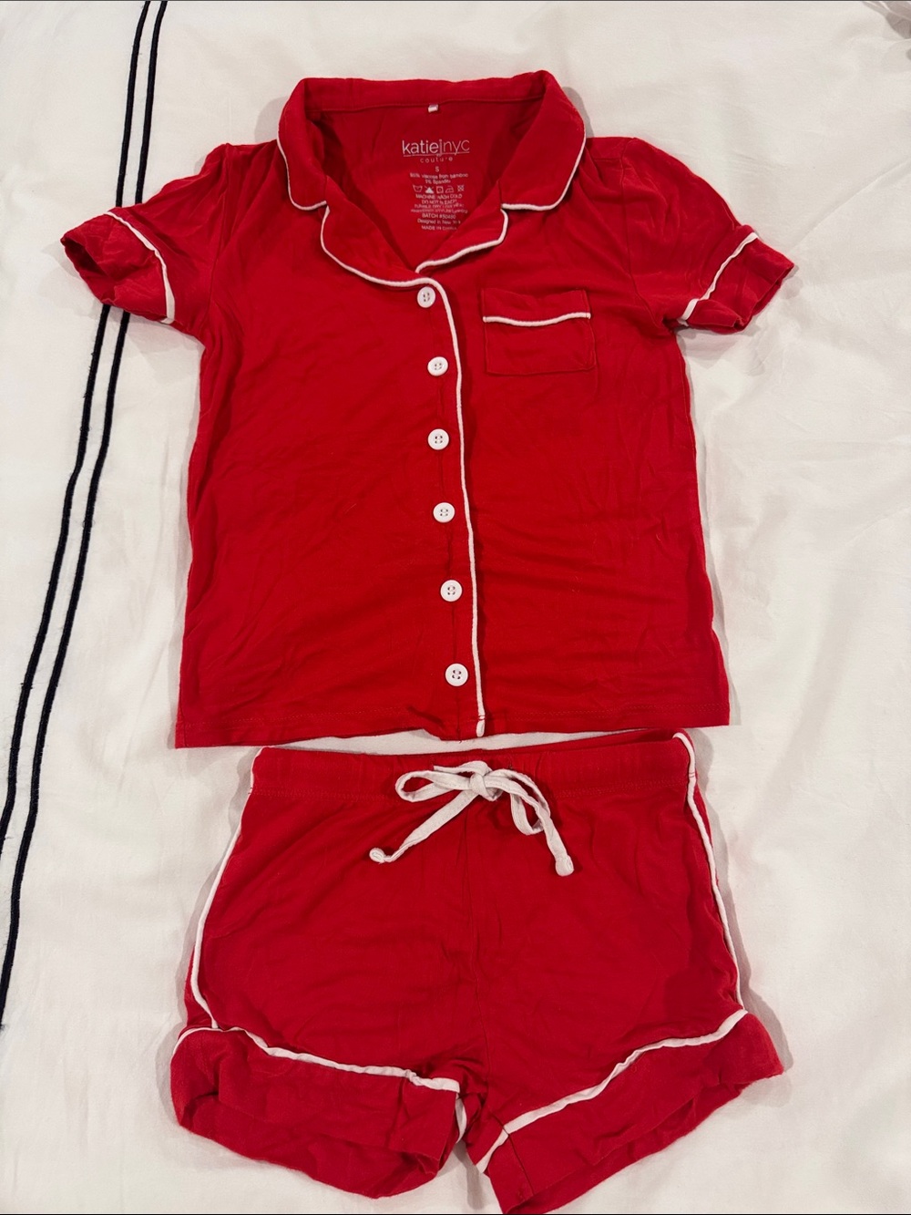Katie J NYC Red Short Sleeve Two-Piece Kids Pajama Set